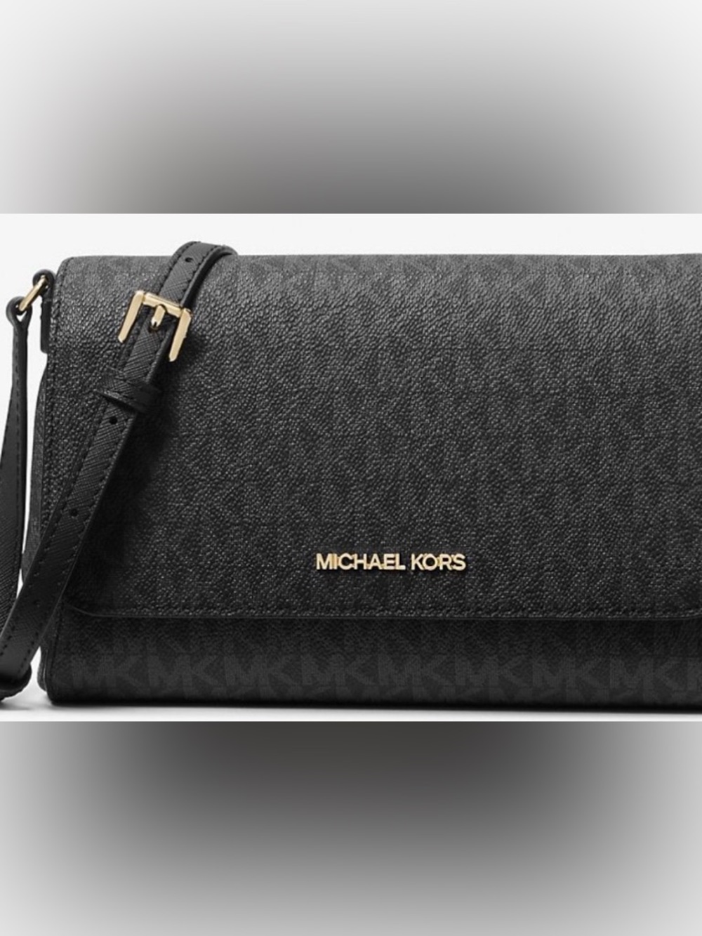 Michael Kors Jet Set Large Logo Crossbody Bag - Black Signature